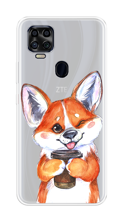 

Чехол на ZTE Blade V2020 "Корги с кофе", Оранжевый;белый, 134350-4