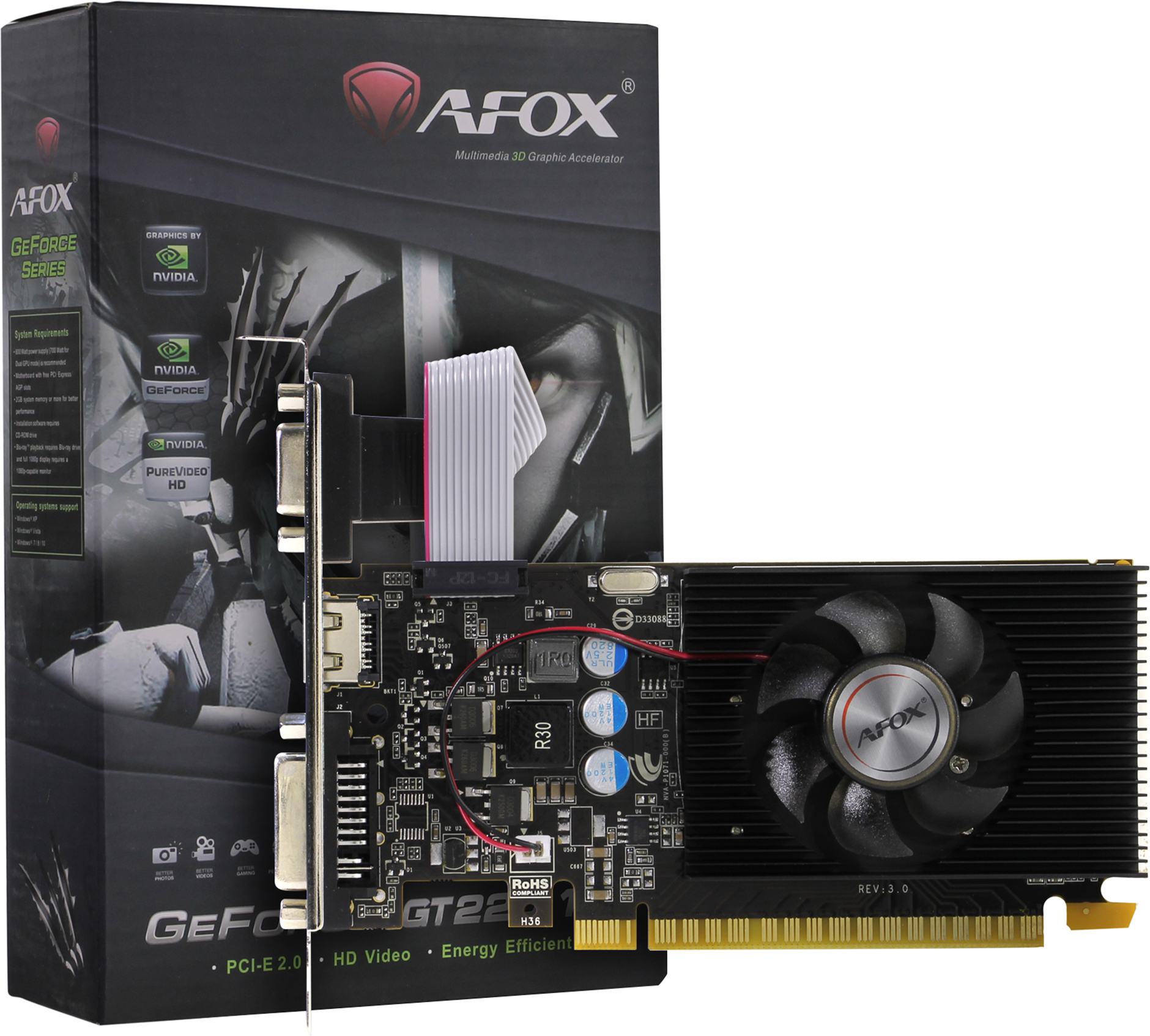 

Видеокарта AFOX NVIDIA GeForce GT 220 (AF220-1024D3L2), GeForce GT 220