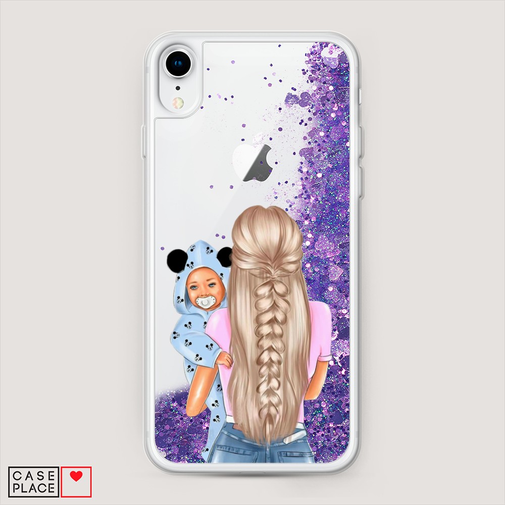 

Жидкий чехол с блестками "Молодая мама" на Apple iPhone XR (10R), 12092-1