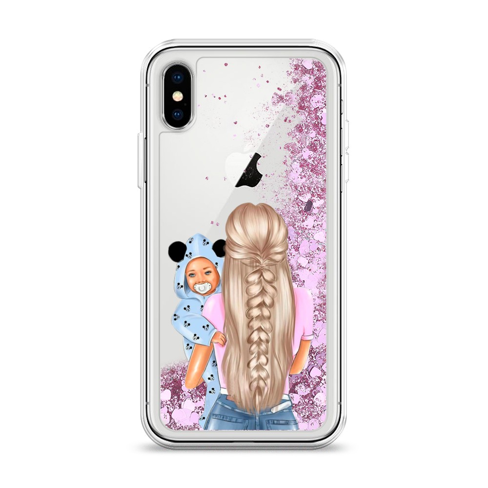 

Жидкий чехол с блестками "Молодая мама" на Apple iPhone X (10), 11094-1