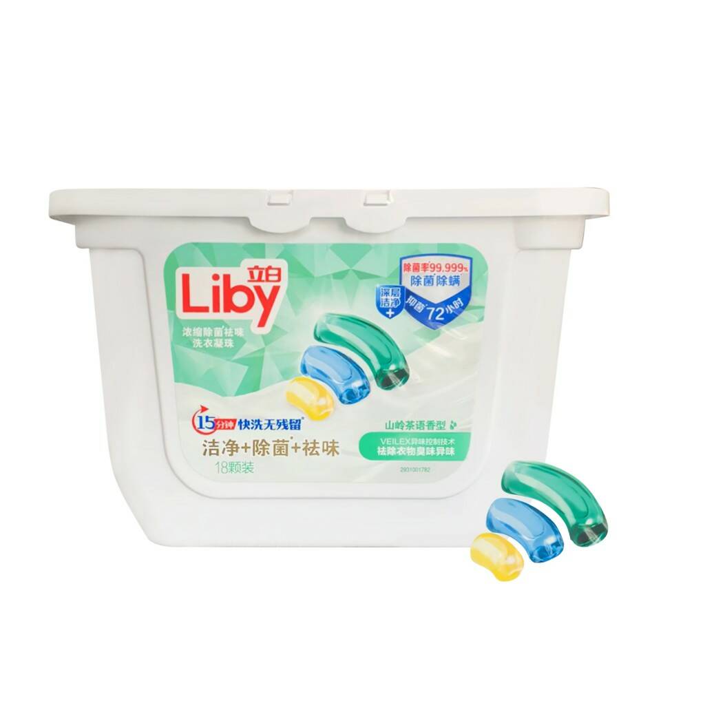 фото Капсулы для стирки liby 3в1 "antibacterial&softener", 18 шт (зеленый)