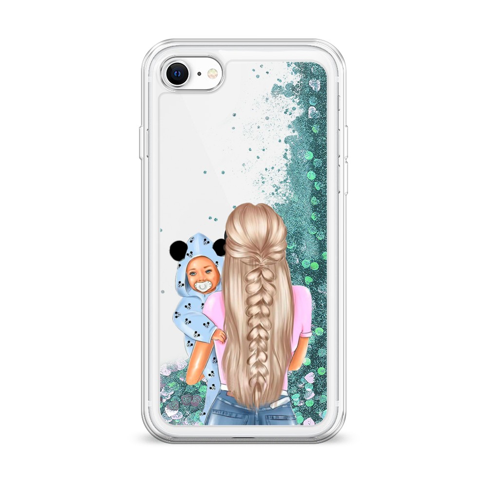 

Жидкий чехол с блестками "Молодая мама" на Apple iPhone SE 2022, 14895-1