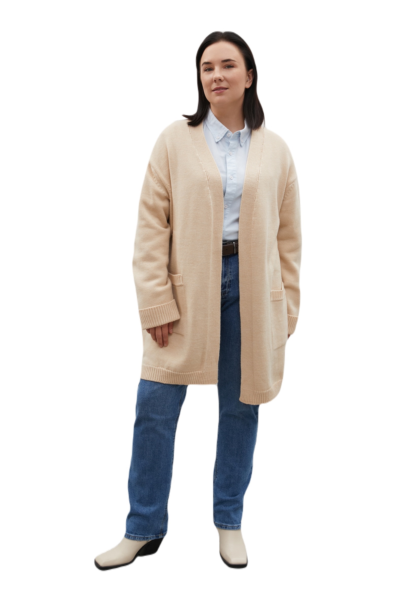 

Кардиган женский Finn Flare FAC11105B белый 4XL, FAC11105B