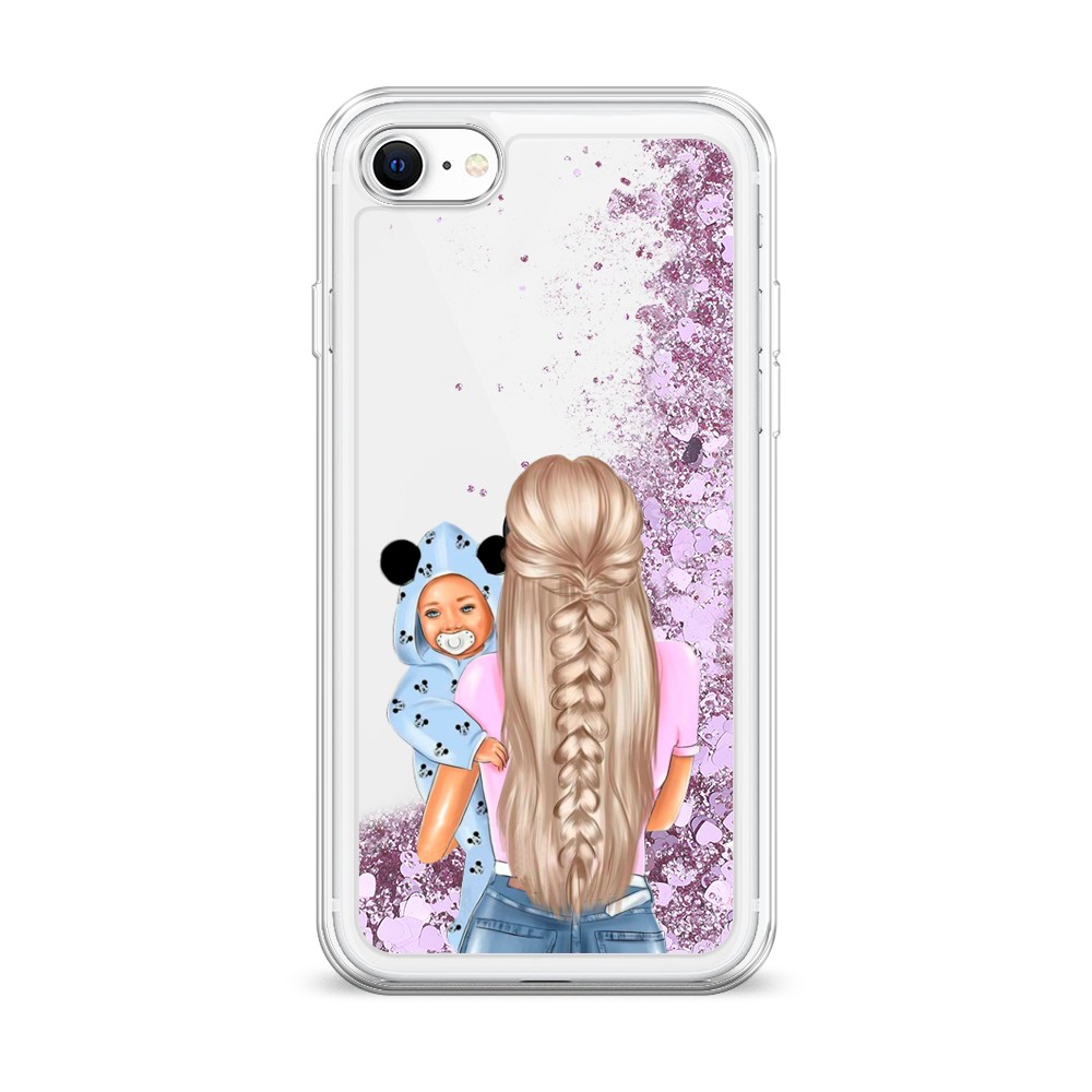

Жидкий чехол с блестками "Молодая мама" на Apple iPhone SE 2020, 12494-1