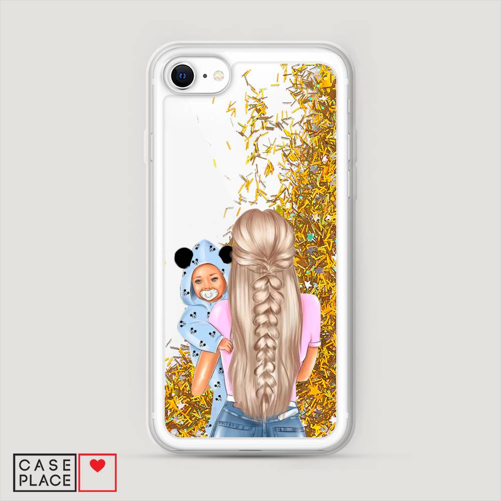 

Жидкий чехол с блестками "Молодая мама" на Apple iPhone SE 2020, 12490-1