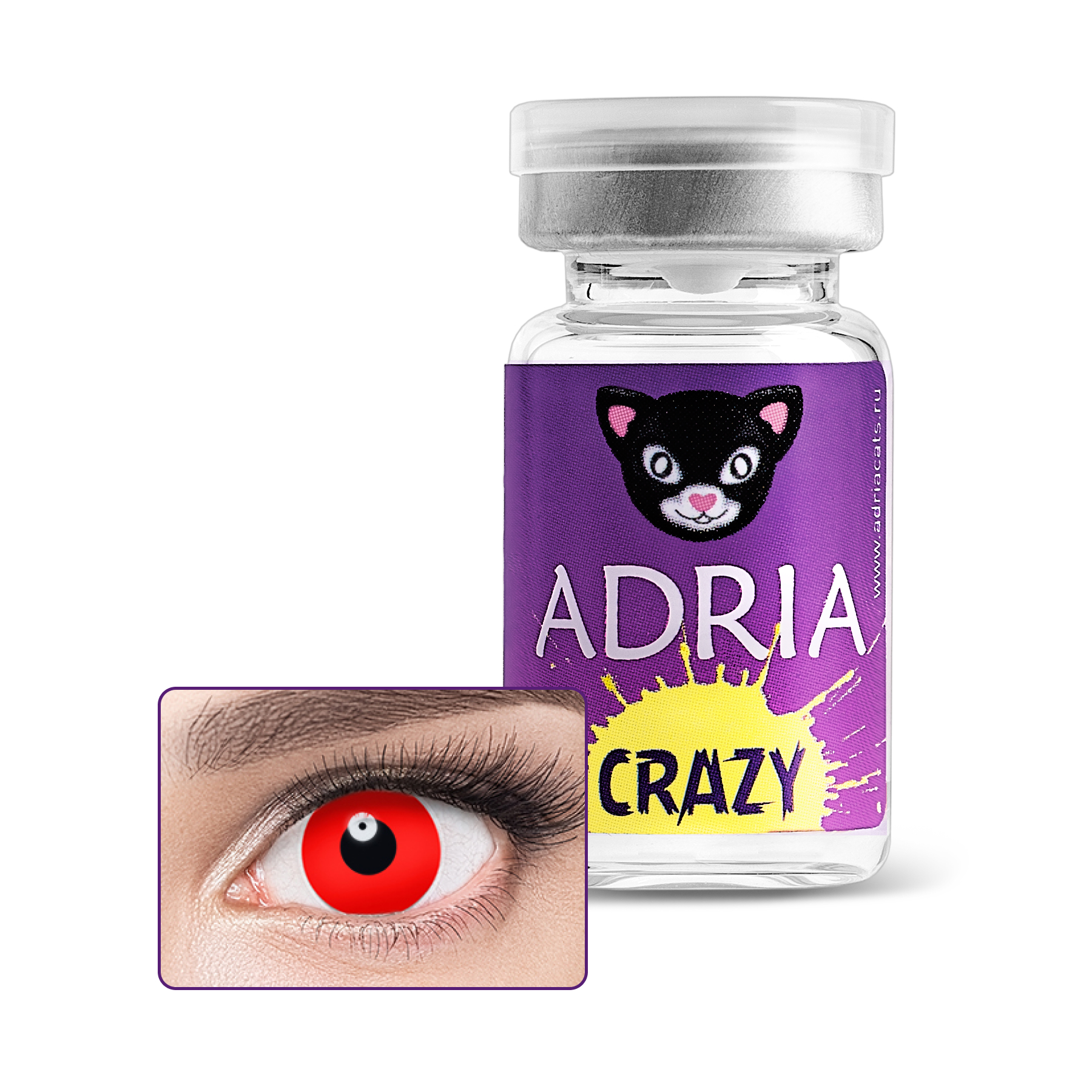 Купить Crazy 1 линза, Контактные линзы Adria Crazy Hot Red R 8, 6 0, 00 1 шт., красные, гидрогель
