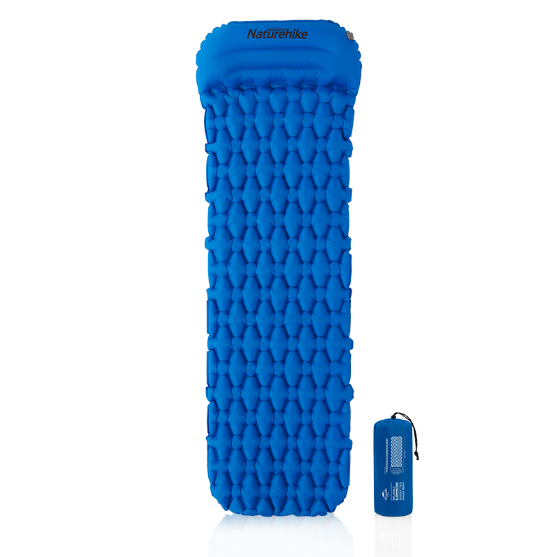 

Коврик спальный Naturehike одноместный, с подушкой, без надувного мешка, синий, Single Sleeping Pad