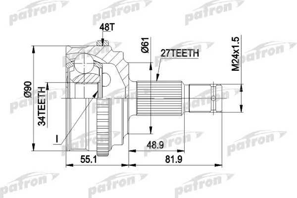 

ШРУС наружн к-кт 27x61x34 ABS:48T CITROEN: EVASION 94-02, JUMPY 94 -, JUMPY фургон 94-, FI