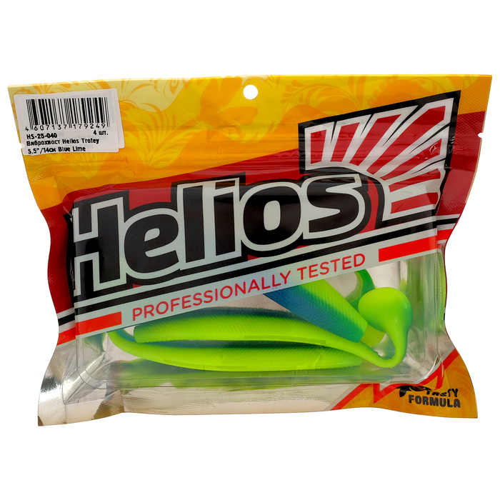 

Виброхвост Helios Trofey 14 см, Blue Lime HS-25-040, набор 4 шт, Синий;зеленый