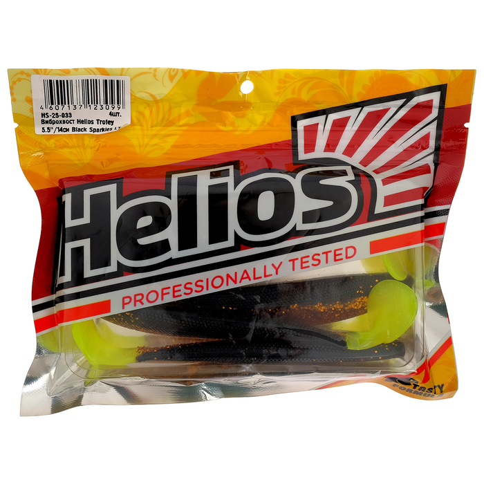 

Виброхвост Helios Trofey 14 см Black Sparkles LT HS-25-033, набор 4 шт.