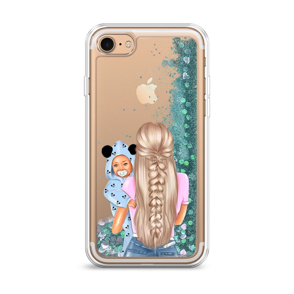 

Жидкий чехол с блестками "Молодая мама" на Apple iPhone 8, 10895-1