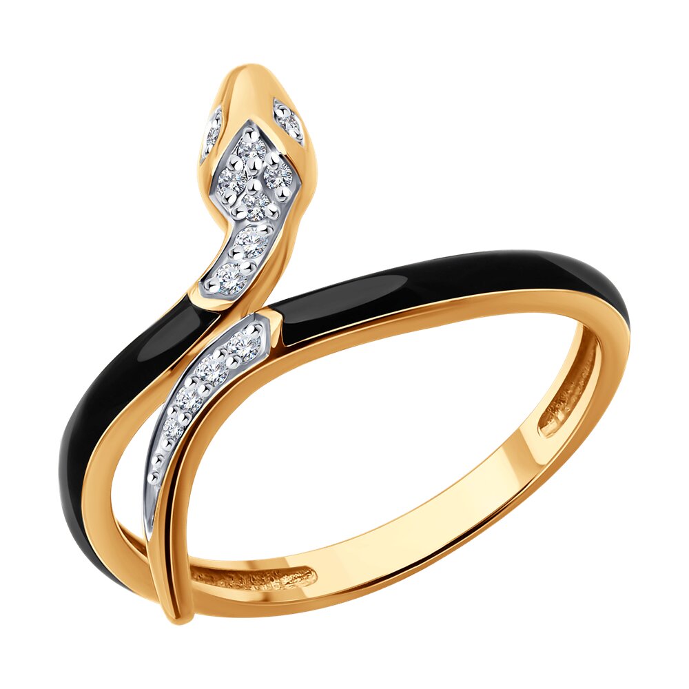 

Кольцо из золота р. 16,5 Diamant 51-210-02749-1, бриллиант\эмаль, 51-210-02749-1