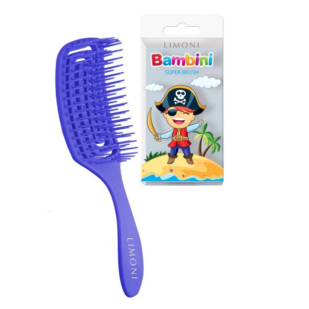 Расчёска для волос Limoni Bambini Super Brush, синяя 10167 расчёска delight противоблошиная 67 зубьев 13 мм с эргономичной ручкой чёрно синяя
