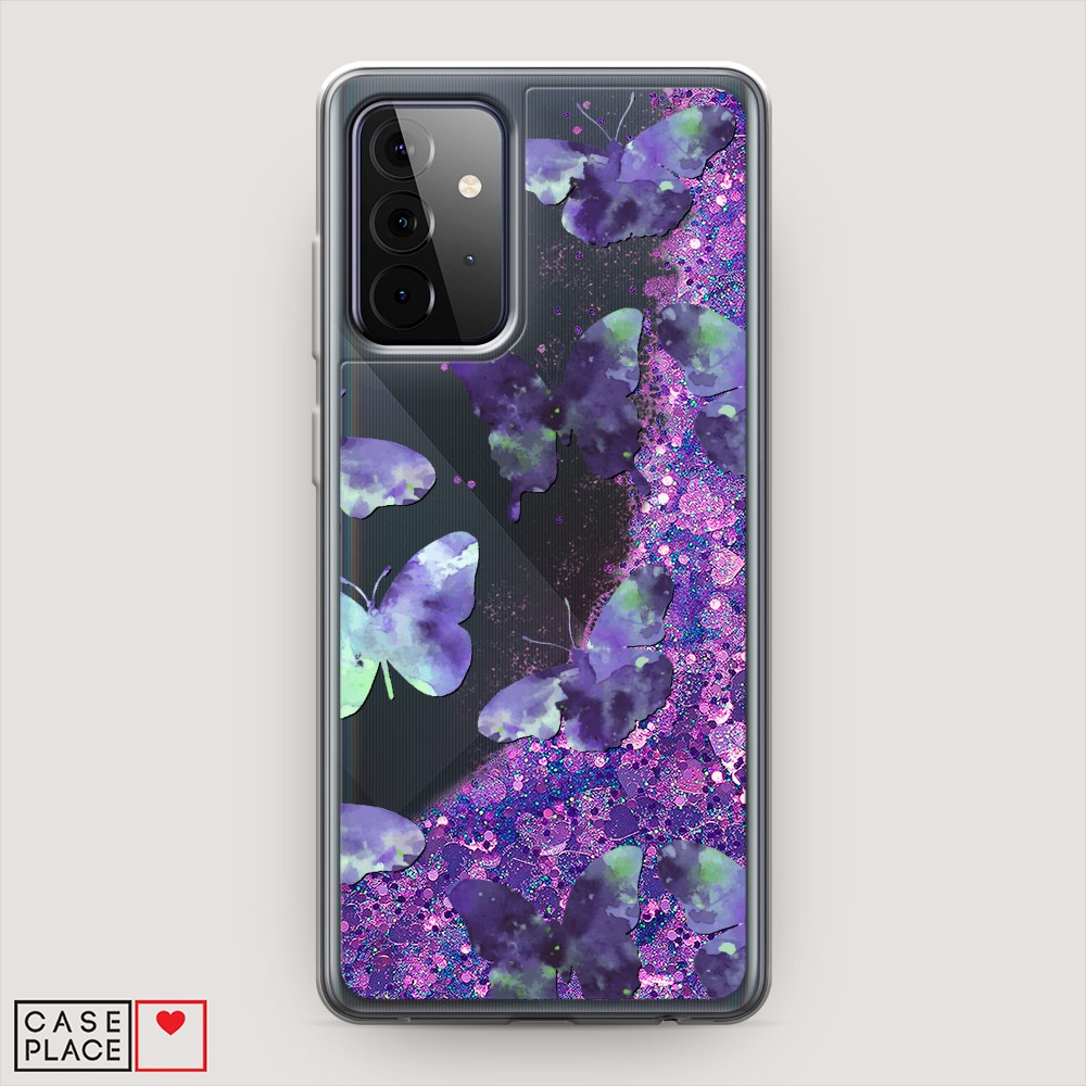фото Жидкий чехол с блестками "бабочки отпечатки" на samsung galaxy a72 awog