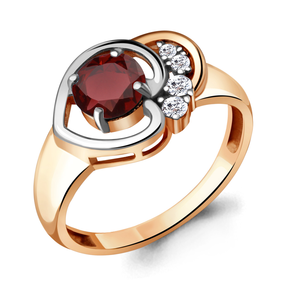 

Кольцо из серебра с гранатом р.  Aquamarine 6932503А_925_з, 6932503А_925_з