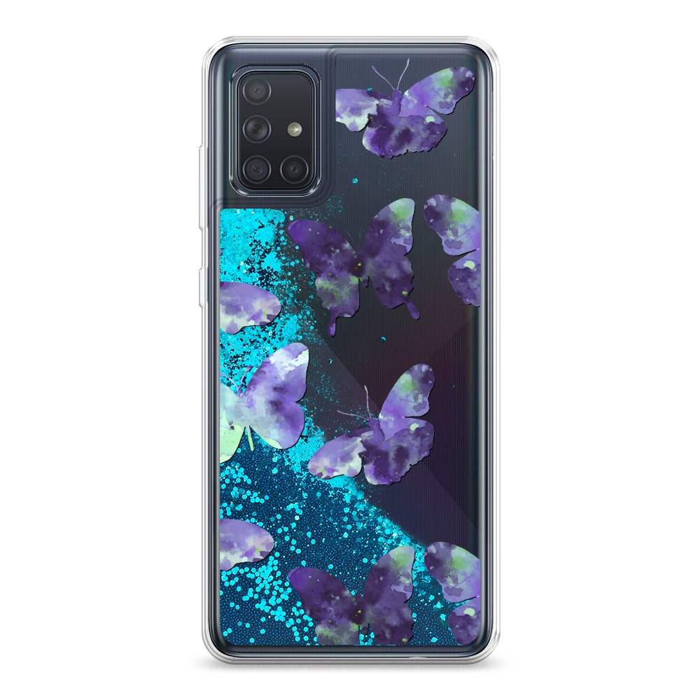 фото Жидкий чехол с блестками "бабочки отпечатки" на samsung galaxy a71 awog