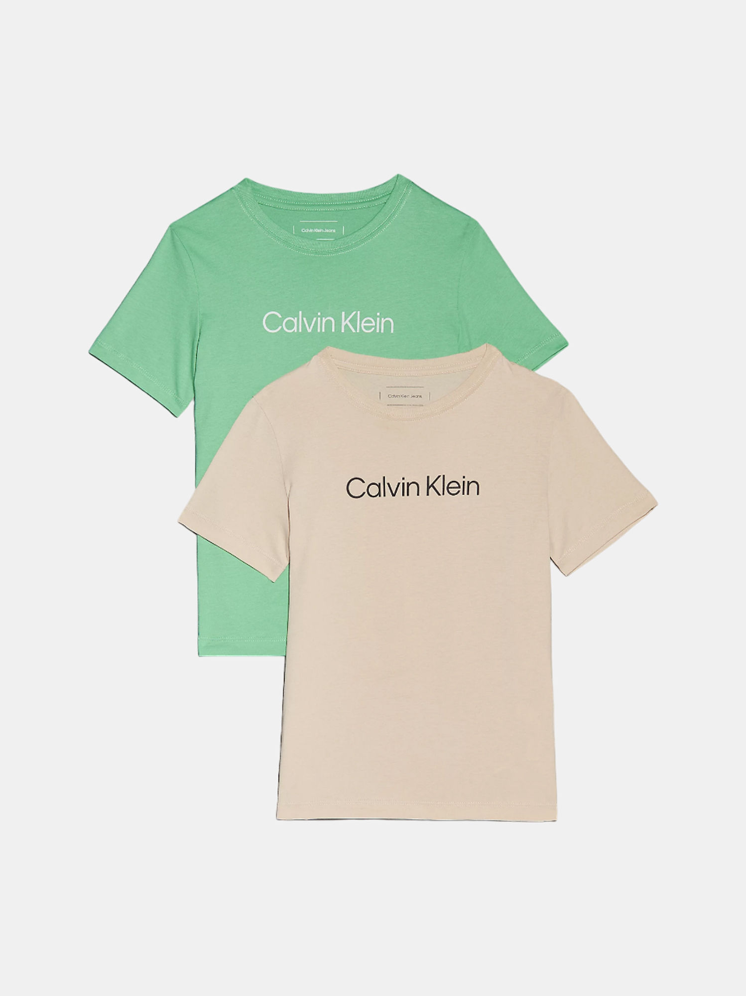 Комплект футболок Calvin Klein для мальчиков бежево-зелёный 166-170 IU0IU00690T 2 шт 6099₽