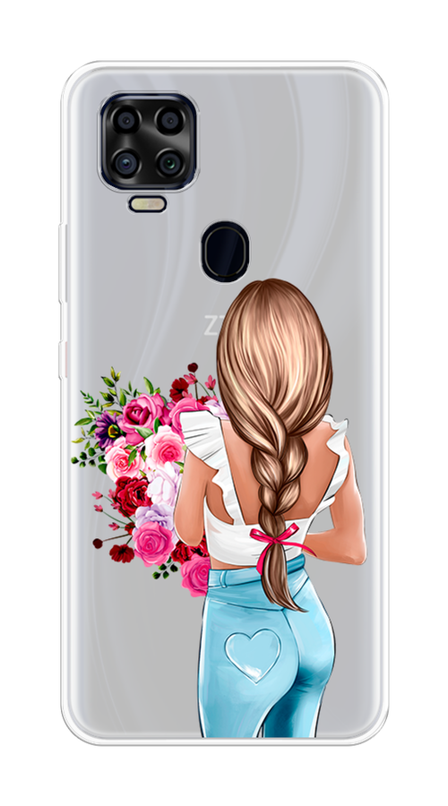 

Чехол на ZTE Blade V2020 "Девушка с цветами", Коричневый;розовый;голубой, 134350-6
