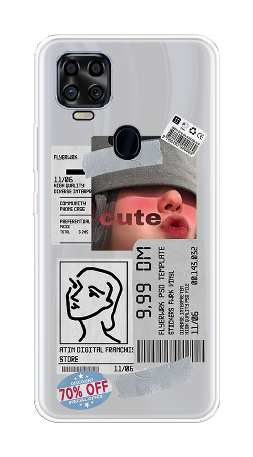 

Чехол на ZTE Blade V2020 "Cute girl collage", Розовый;серый;голубой, 134350-6