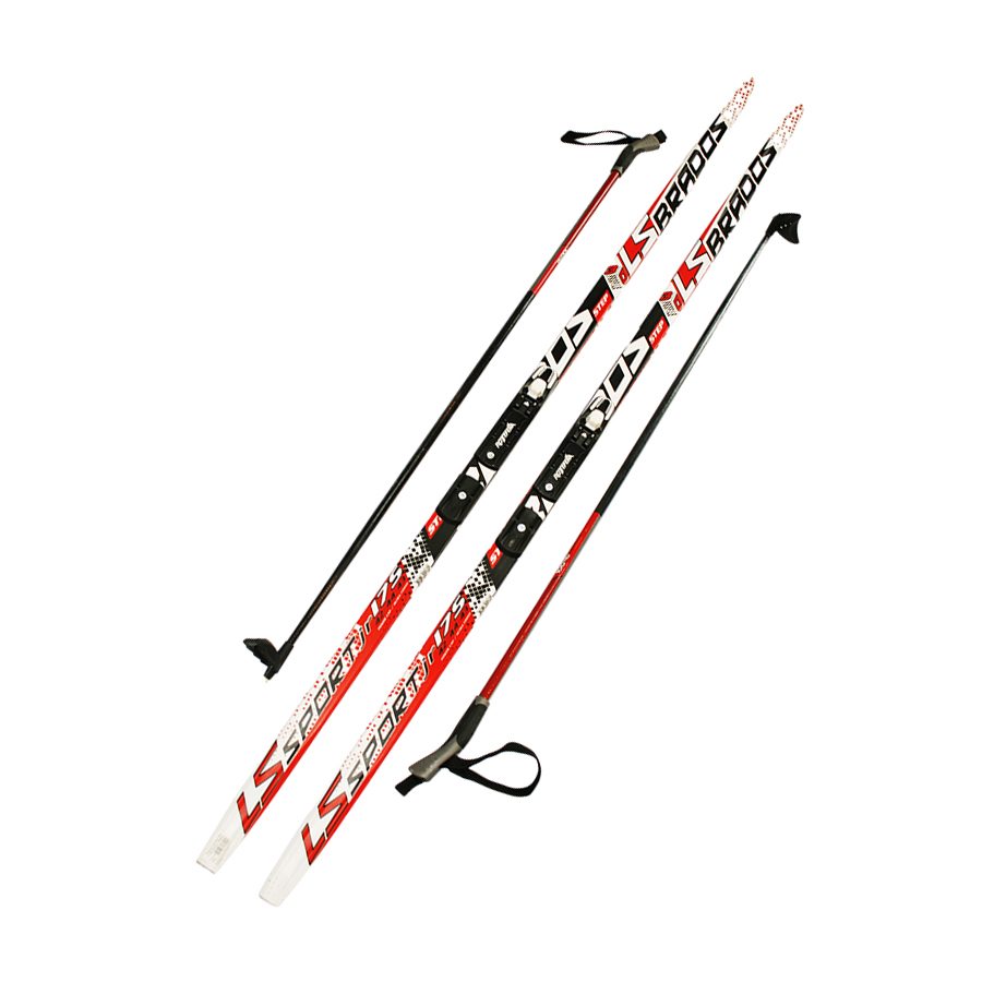 фото Лыжный комплект (лыжи + палки + крепления) nnn 175 степ step-in brados ls sport red