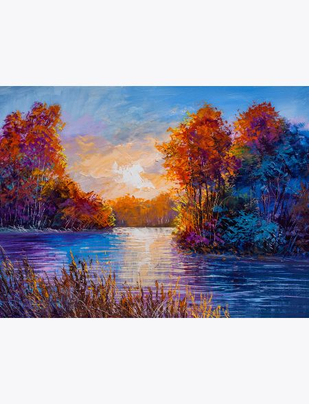 

Алмазная мозаика на подрамнике Закат у реки, 50x40 см, 61456, ПРА-171