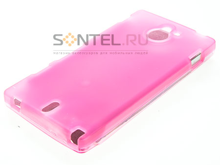 

Силиконовый чехол для Sony Xperia Sola розовый в тех.уп.