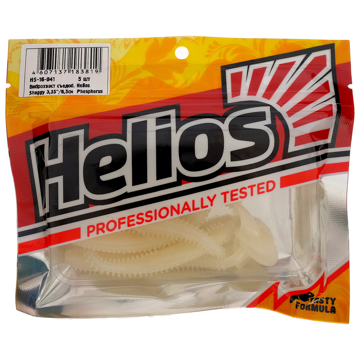 

Виброхвост Helios Shaggy 8,5 см Phosphorus HS-16-041, набор 5 шт., Белый