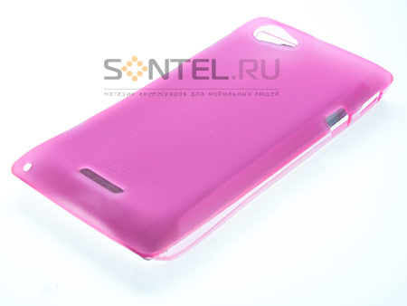 

Силиконовый чехол для Sony Xperia L розовый в тех.уп.