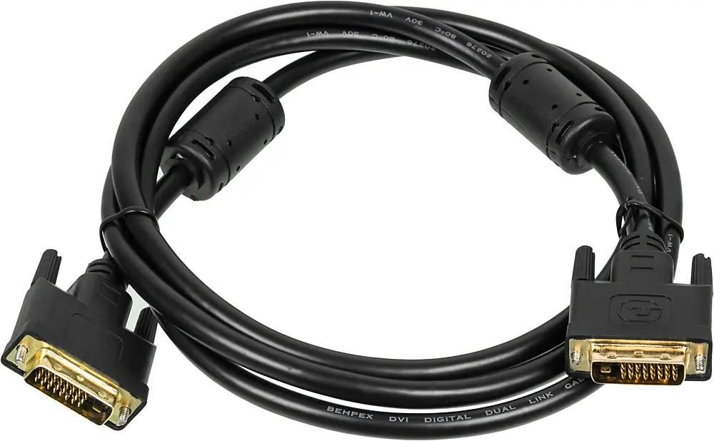 Кабель DVI  DVI-D m -  DVI-D m,  GOLD ,  ферритовый фильтр ,  1.8м,  черный