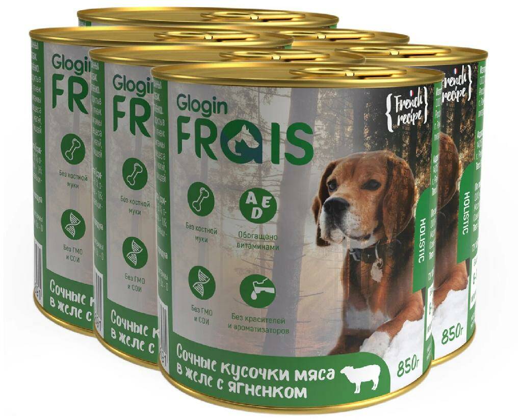 Консервы для собак Frais Holistic Dog, с ягненком, 6 шт по 850 г