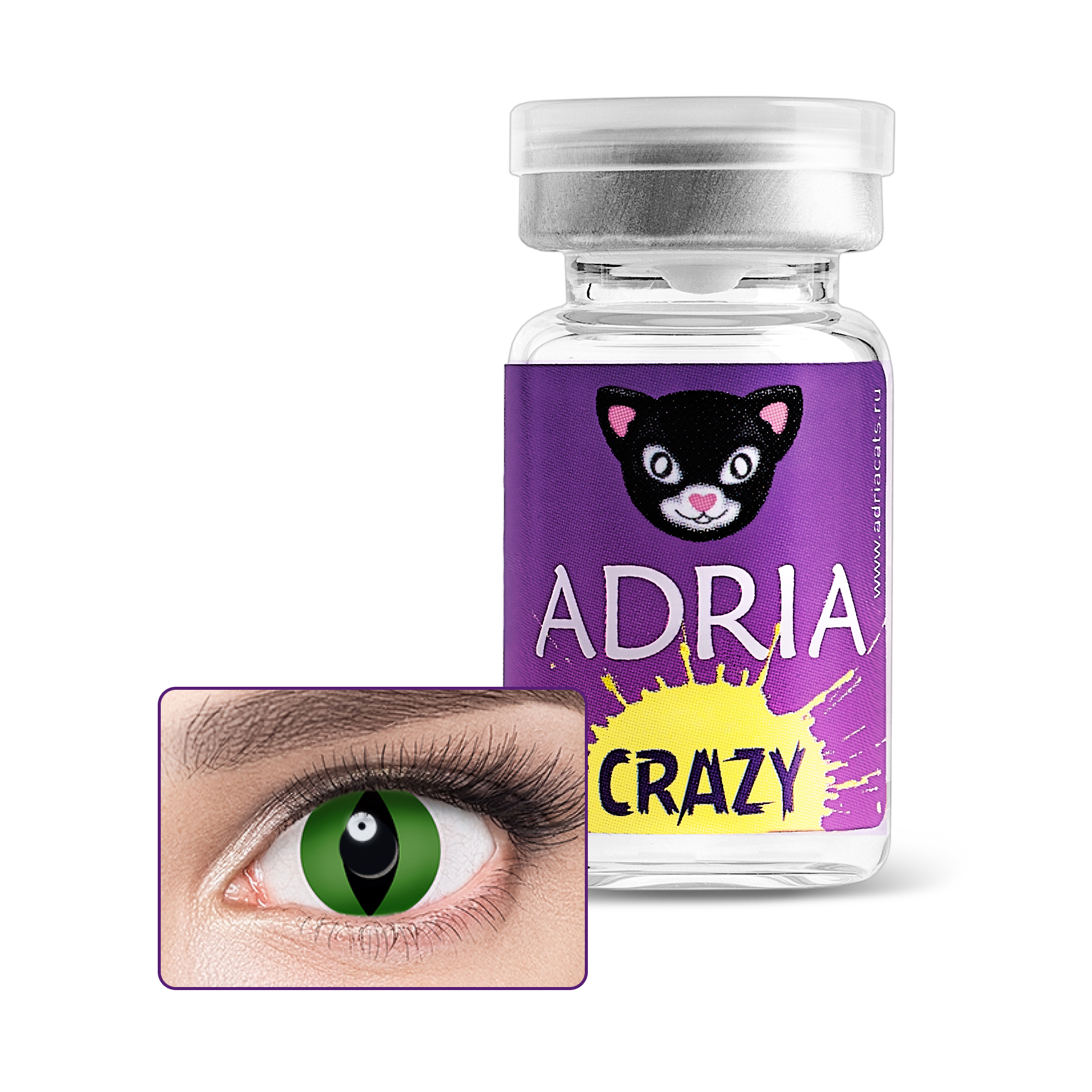 фото Контактные линзы adria crazy 1 линза 0,00 green cat