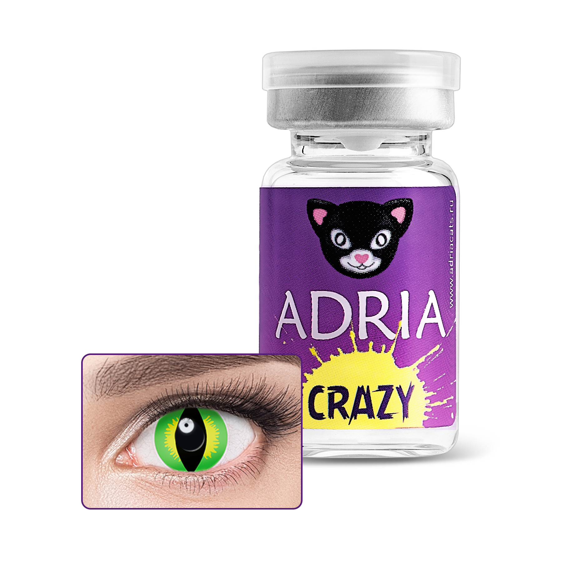 фото Контактные линзы adria crazy 1 линза 0,00 green cat