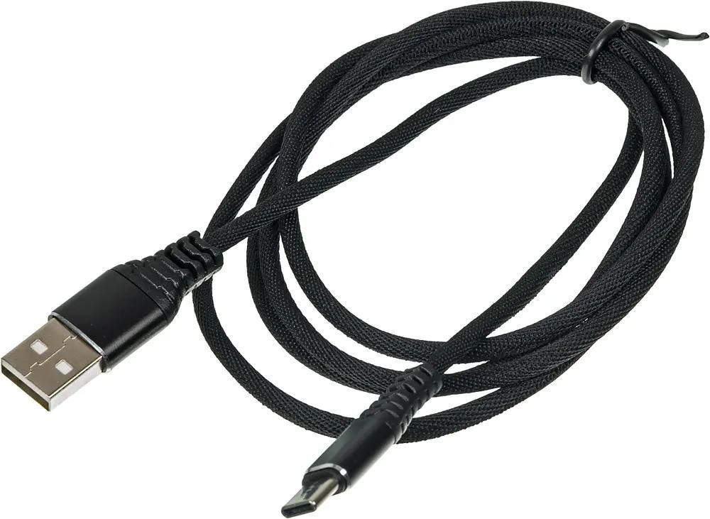 Кабель Digma USB Type-C m -  USB m,  1.2м,  в оплетке,  2A,  черный type-c-1.2m-braided-bl