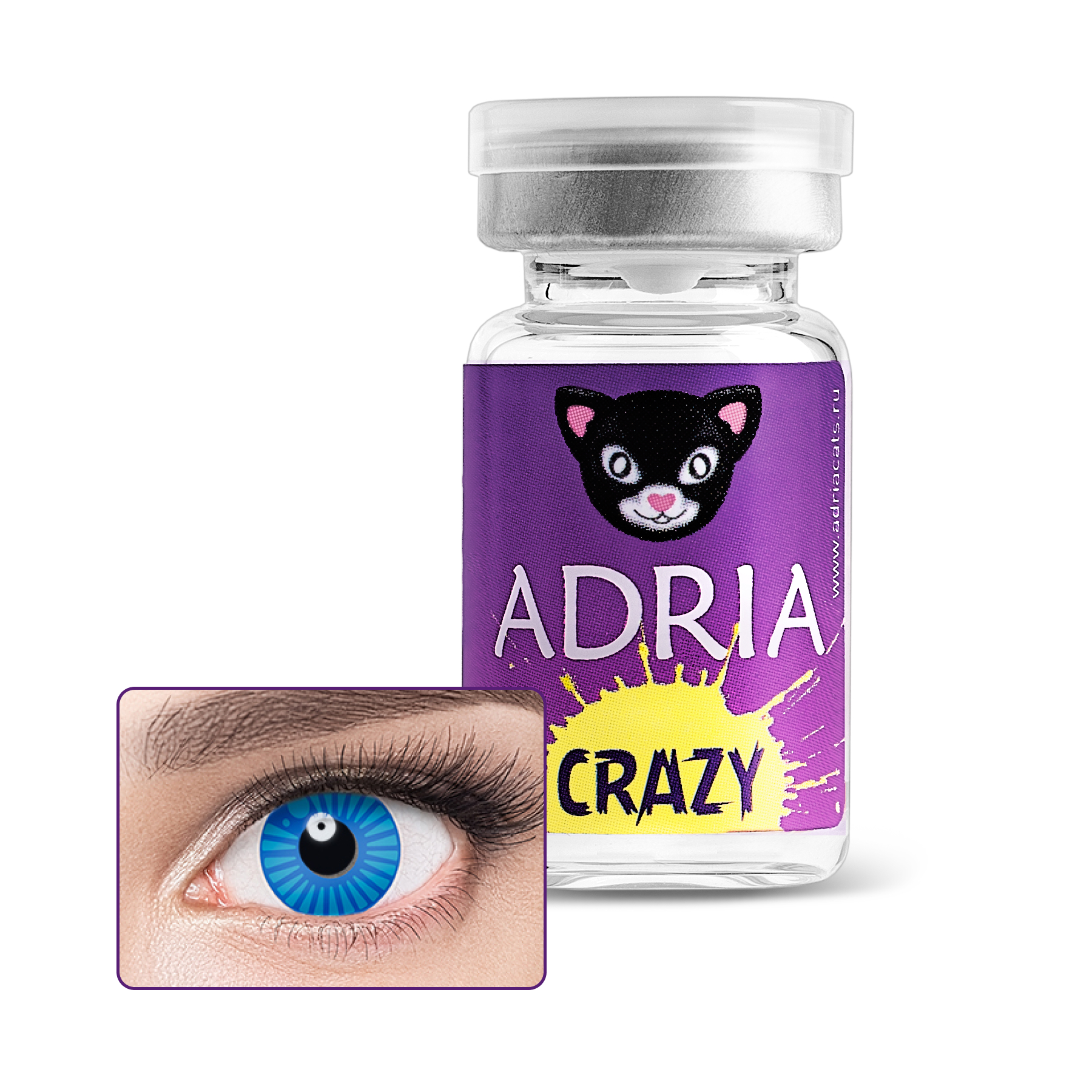 Crazy 1 линза, Контактные линзы Adria Crazy Robot R 8, 6 0, 00 1 шт., синие; голубые, гидрогель  - купить
