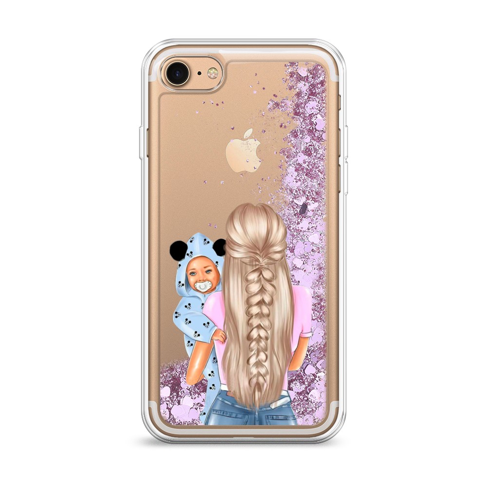 

Жидкий чехол с блестками "Молодая мама" на Apple iPhone 7, 10694-1