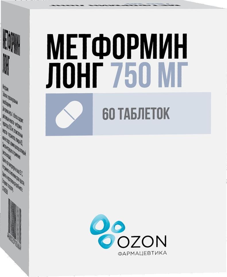 Метформин Лонг, таблетки пролонг. 750 мг, 60 шт., OZONE  - купить