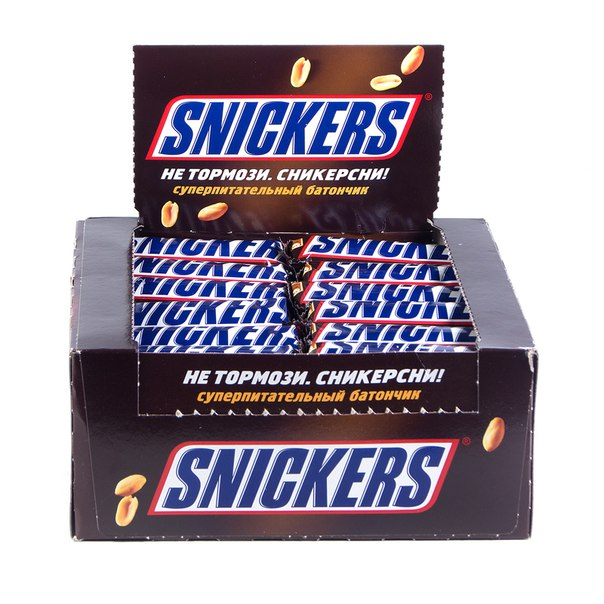 Шоколадный батончик Snickers 48шт по 50,5г