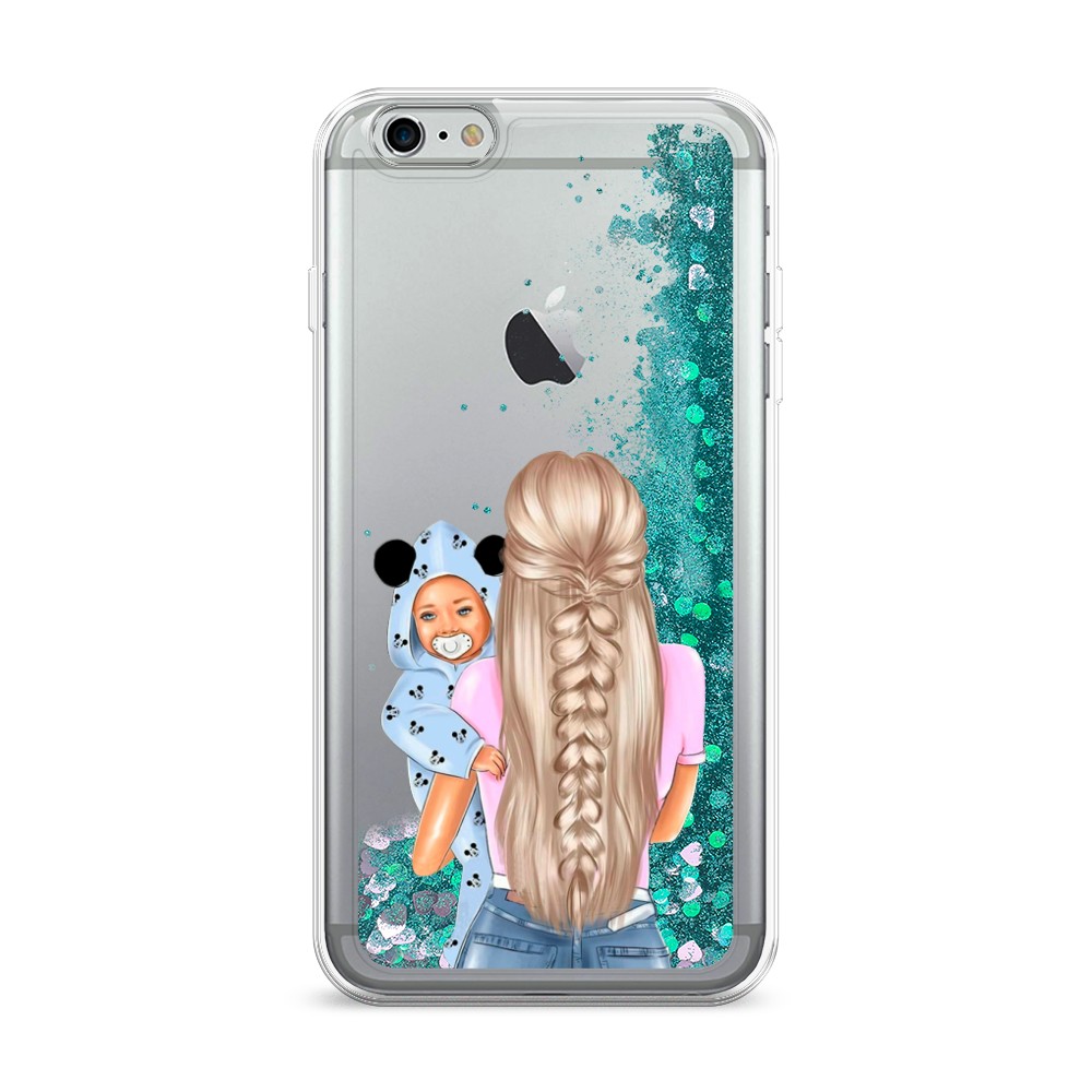 

Жидкий чехол с блестками "Молодая мама" на Apple iPhone 6 Plus, 10595-1