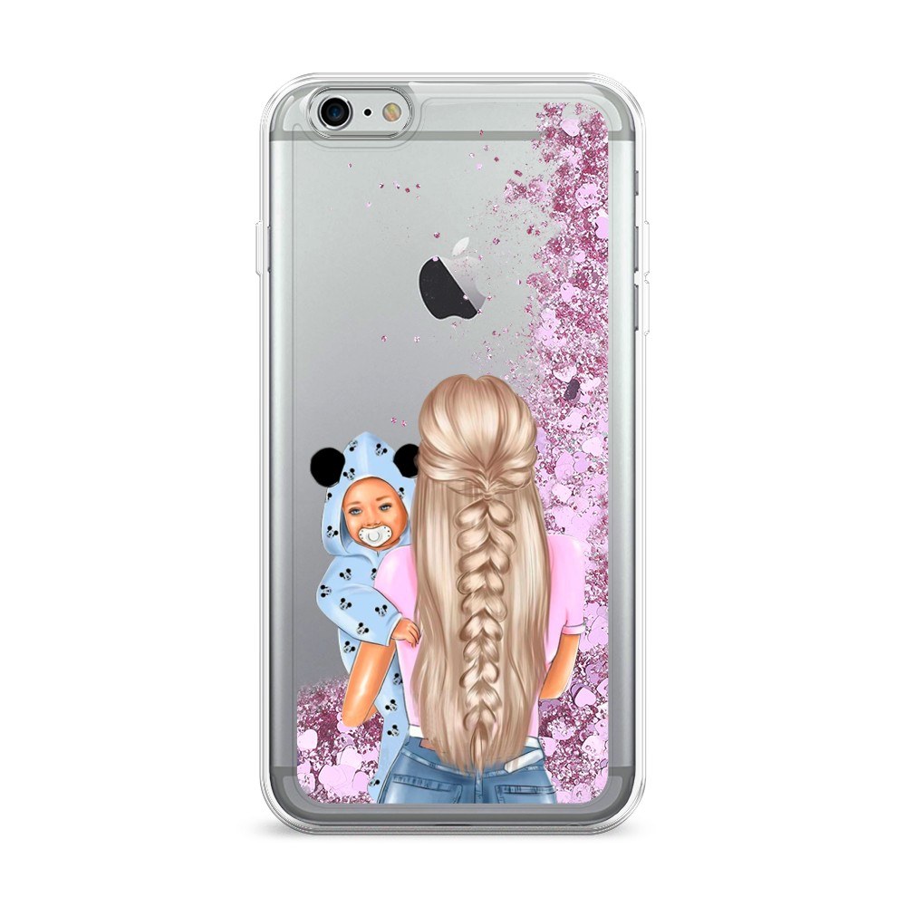 

Жидкий чехол с блестками "Молодая мама" на Apple iPhone 6 Plus, 10594-1