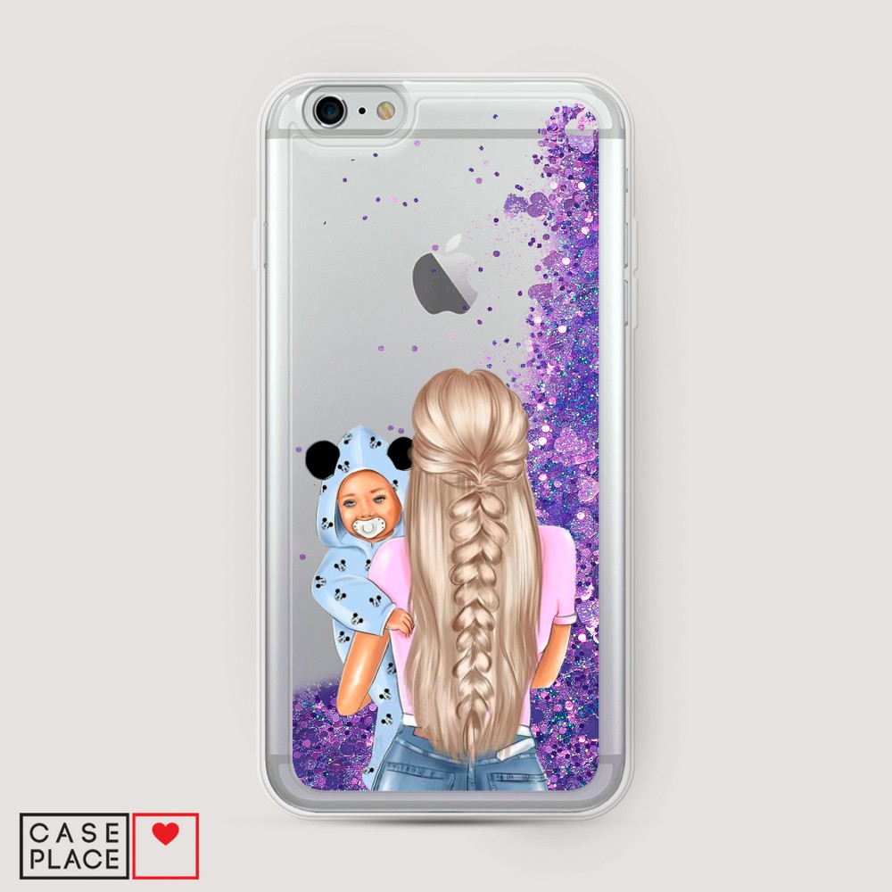 

Жидкий чехол с блестками "Молодая мама" на Apple iPhone 6 Plus, 10592-1