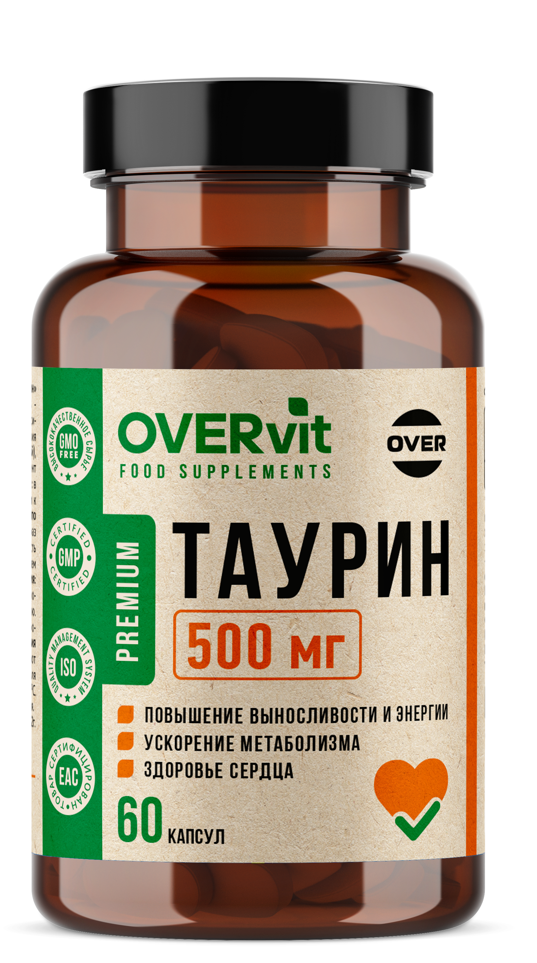 Таурин OVER 1000mg капсулы 60 шт.