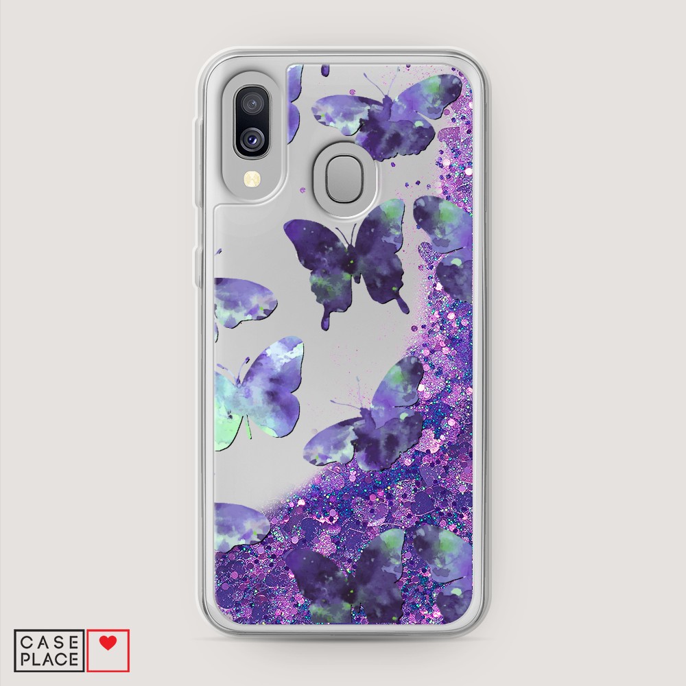 

Жидкий чехол с блестками "Бабочки отпечатки" на Samsung Galaxy A40