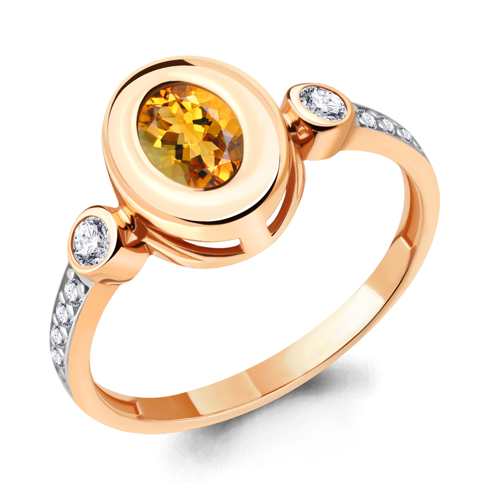 

Кольцо из серебра с цитрином р. , Aquamarine 6931706А_925_з, 6931706А_925_з