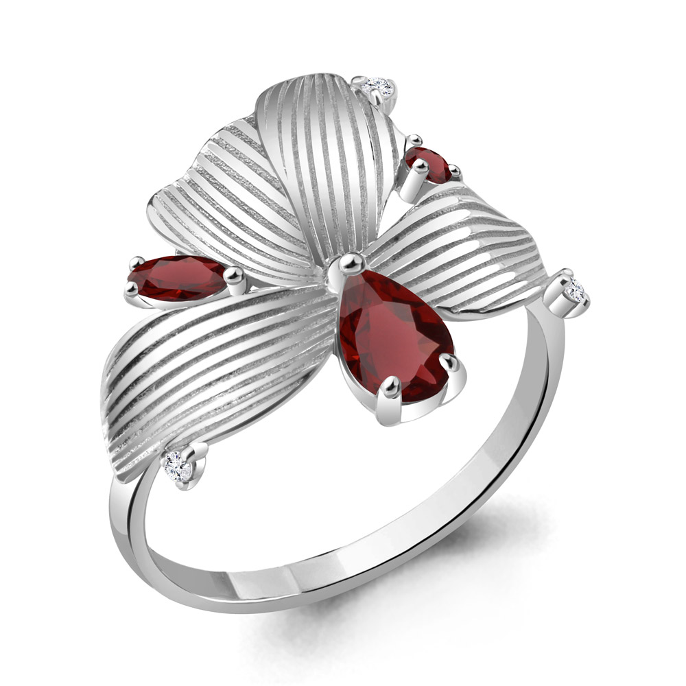

Кольцо из серебра с гранатом р. , Aquamarine 6931503А_925_р, 6931503А_925_р