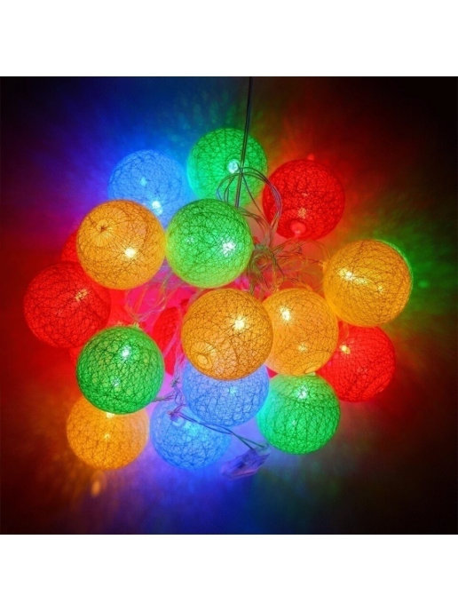 фото Световая гирлянда новогодняя qvatra cotton led balls хлопковые шары 5 м разноцветный