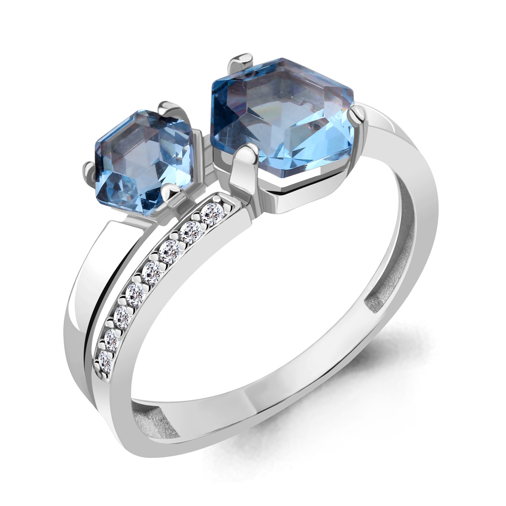 

Кольцо из серебра с топазом р. 17,5 Aquamarine 6931092А_925_р, 6931092А_925_р