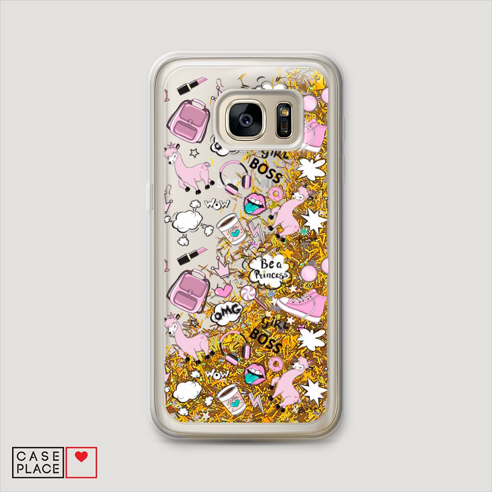 

Чехол Awog на Samsung Galaxy S6 edge "Стильная лама", Голубой;белый;розовый, 24490-1