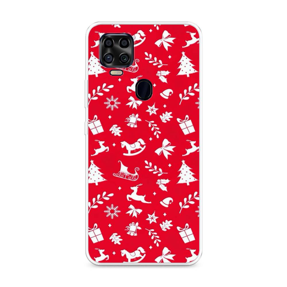 

Чехол на ZTE Blade V2020 "Красный новогодний фон", Красный;белый, 134350-5