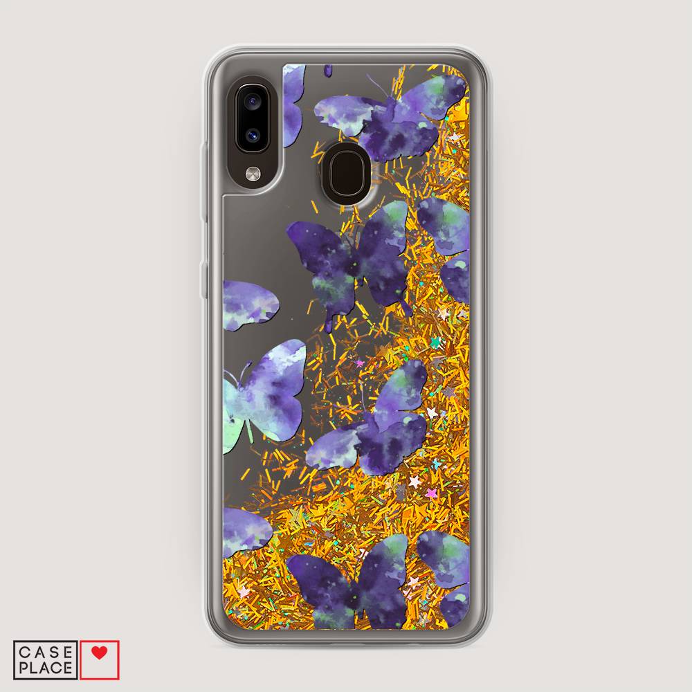 

Жидкий чехол с блестками "Бабочки отпечатки" на Samsung Galaxy A20, 27690-1