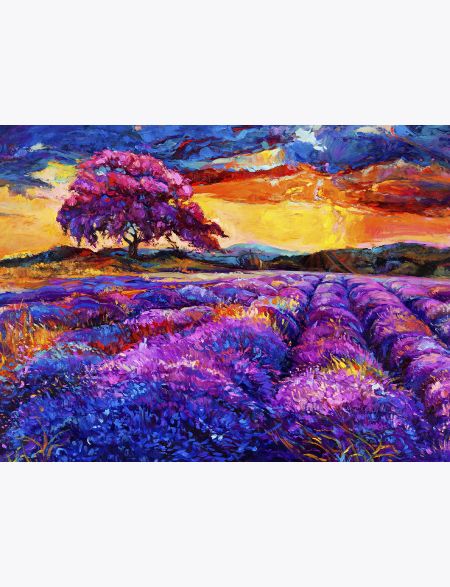 

Алмазная мозаика на подрамнике Лавандовый закат, 70x50 см, 61386, ПРА-158